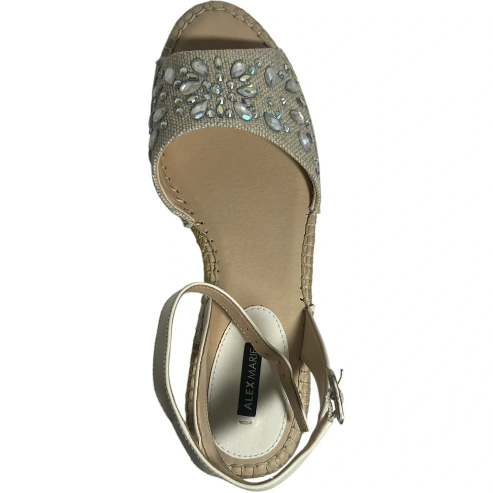 Alex Marie Cream Espadrille Sandals with Ankle Strap 8.5 NIB wedges cream comfy